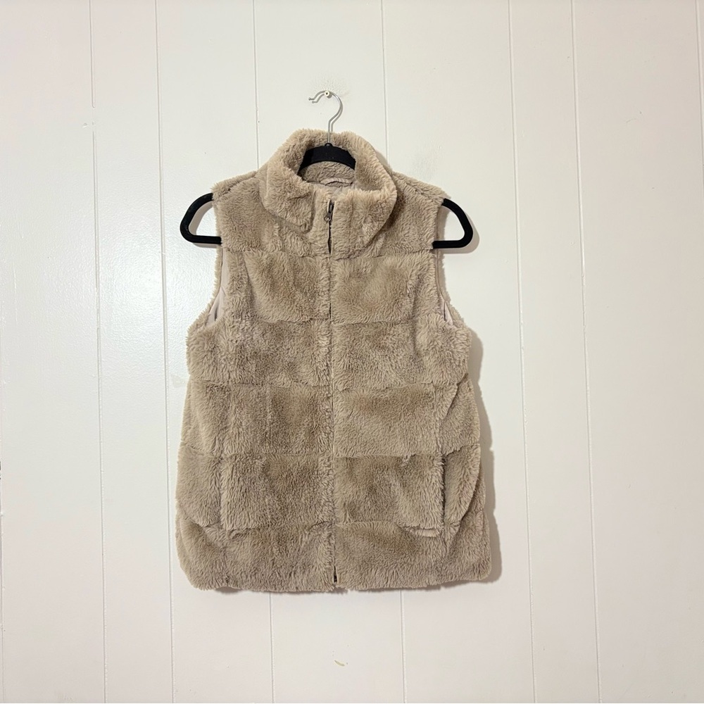 Dylan Love Faux Fur Teddy Vest Tan Brown Cozy Fall Winter Size M - Picture 3 of 10